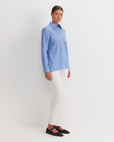 Gina Stripe Shirt in BLUE/WHITE