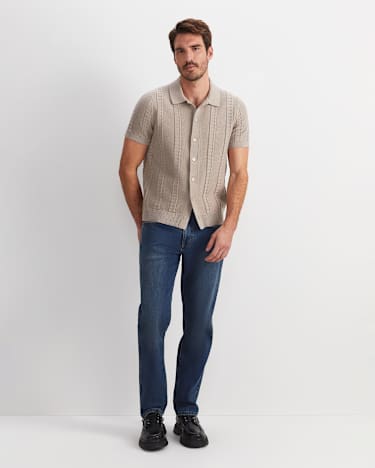 Cameron Short Sleeve Knit Shirt in NEUTRAL