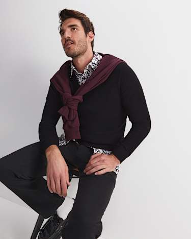 Paulo Short Sleeve Print Shirt in BURGUNDY