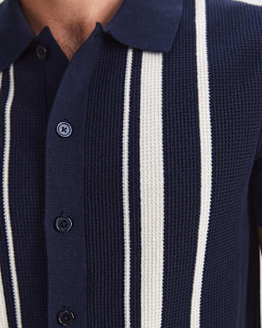 Ethan Stripe Short Sleeve Shirt in NAVY