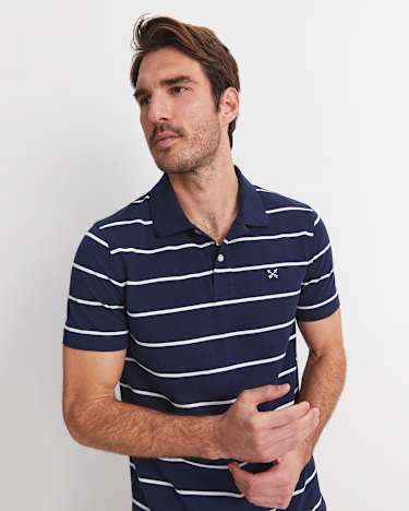 David Stripe Polo in NAVY