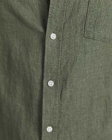 Linen Long Sleeve Delave Shirt in KHAKI