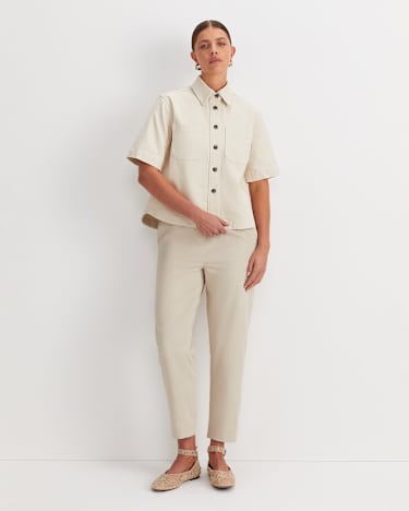 Allegra Crop Shirt in ECRU
