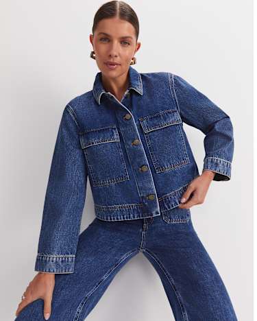 Allegra Denim Jacket in MID WASH