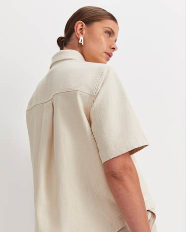 Allegra Crop Shirt in ECRU