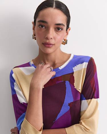 Cora 3/4 Sleeve Mercerised Tee in MULTI