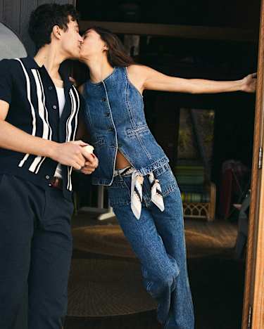 Allegra Denim Vest in MID WASH