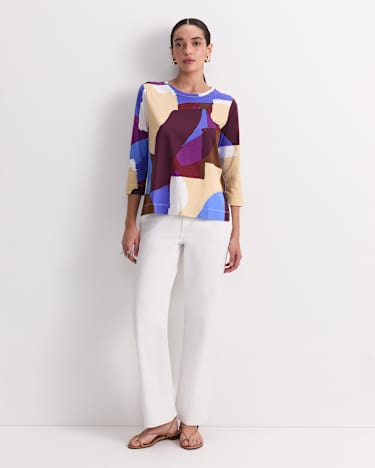 Cora 3/4 Sleeve Mercerised Tee in MULTI