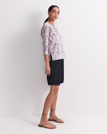 Ellie 3/4 Sleeve Mercerised Tee in PURPLE