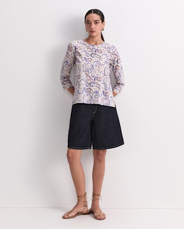 Ellie 3/4 Sleeve Mercerised Tee in PURPLE