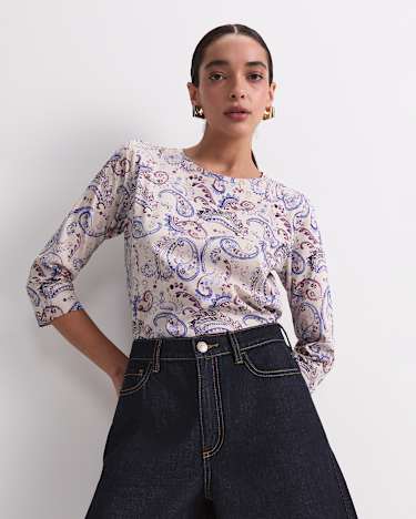 Ellie 3/4 Sleeve Mercerised Tee in PURPLE
