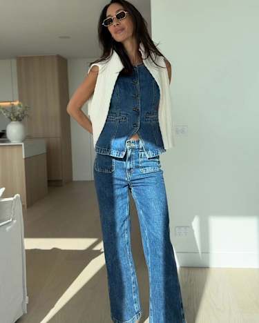 Allegra Denim Vest in MID WASH