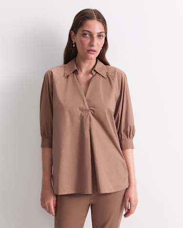 Lorelei Cotton Blouse in MOCHA