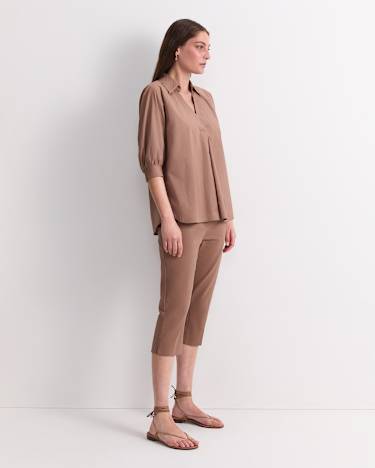 Lorelei Cotton Blouse in MOCHA