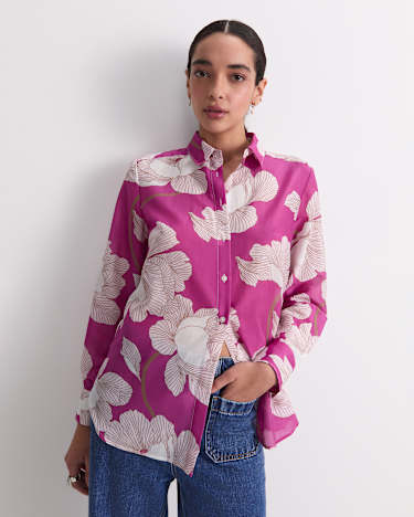 Manon Cotton Silk Shirt in PINK MULTI