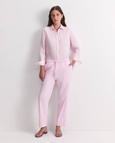 Rosa Tapered Linen Pant in BLUSH