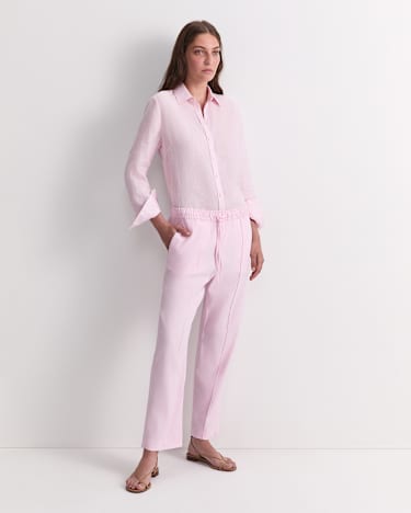 Rosa Tapered Linen Pant in BLUSH