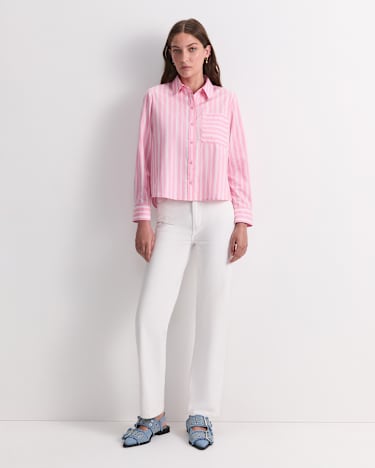 Reina Crop Shirt in WHITE/PINK
