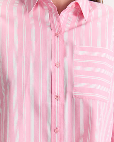 Reina Crop Shirt in WHITE/PINK