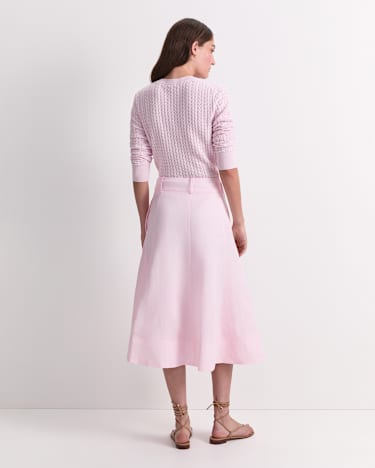 Vallerina Fit & Flare Midi Skirt in BLUSH