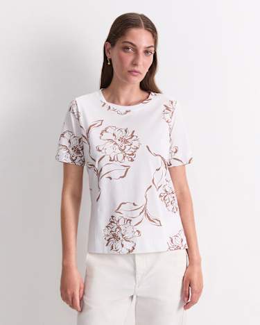 Franka Mercerised Cotton Tee in MOCHA/WHITE