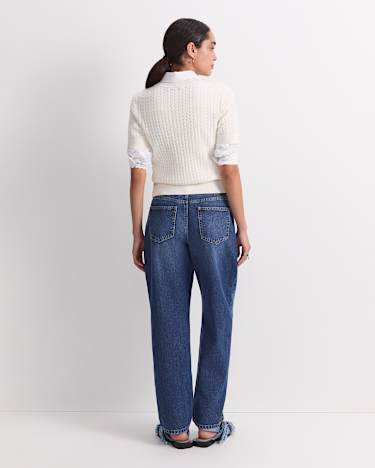 Elka Pointelle Crew Knit in OFF WHITE