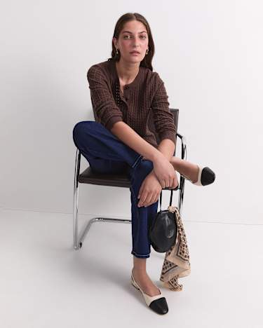 Elka Pointelle Cardigan in CHOCOLATE