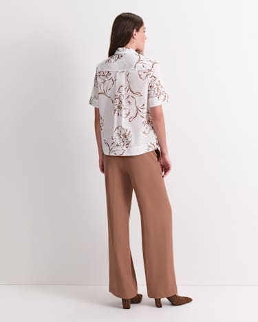 Franka Short Sleeve Lily Voile Shirt in MOCHA/WHITE