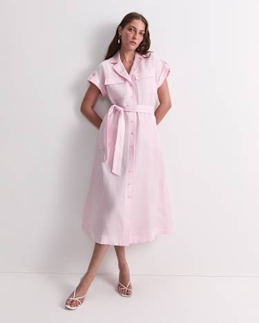 Vallerina Soft Shirt Midi Dress in BLUSH