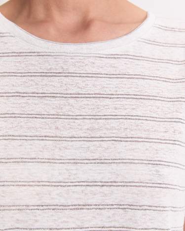 Tonia Foil Linen Tee in WHITE/SILVER