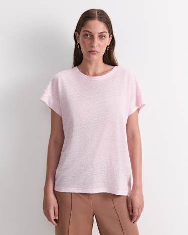 Tonia Foil Linen Tee in BLUSH