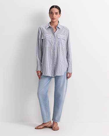 Vivian Stripe Shirt in NAVY/WHITE