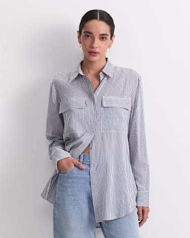 Vivian Stripe Shirt in NAVY/WHITE