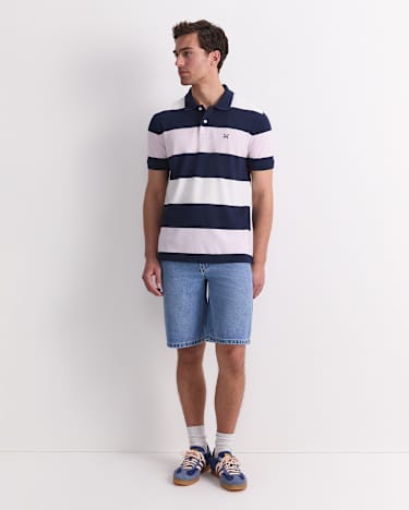Zac Stripe Polo in PINK MULTI