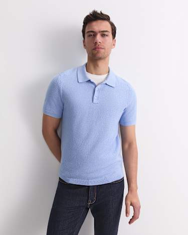Alec Knit Polo in PALE BLUE
