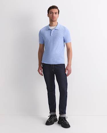 Alec Knit Polo in PALE BLUE