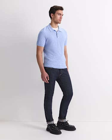 Alec Knit Polo in PALE BLUE