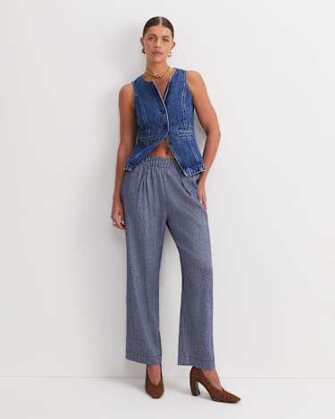 Rosa Wide Leg Linen Pant in INDIGO