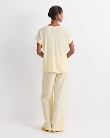 Tonia Crew Neck Linen Tee in LEMON