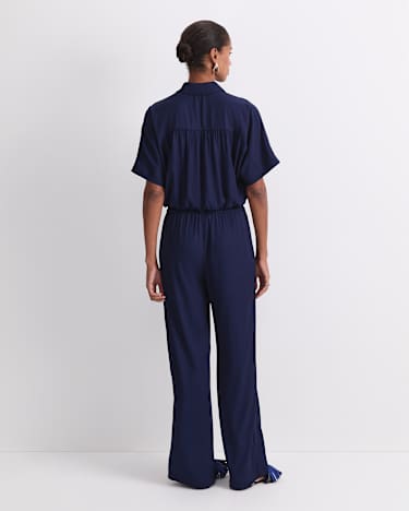 Meryem Wide Leg Pant in NAVY