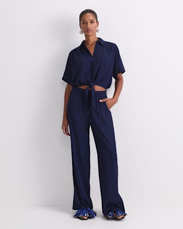 Meryem Wide Leg Pant in NAVY