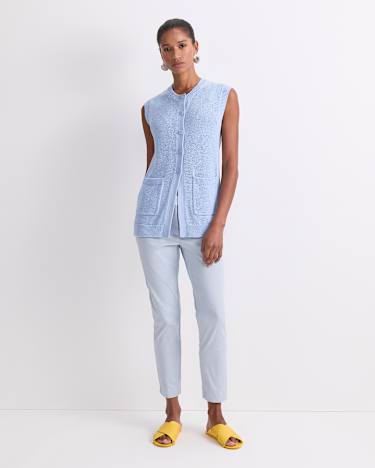 Josie Tape Yarn Vest in BLUE MIST