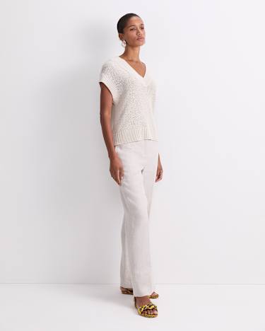 Josie Tape Yarn V-Neck Tank in STRING