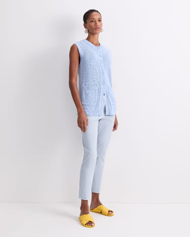 Josie Tape Yarn Vest in BLUE MIST