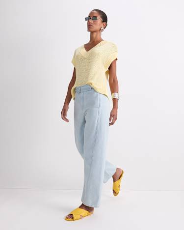 Josie Tape Yarn V-Neck Tank in LEMON