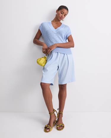 Josie Tape Yarn V-Neck Tank in BLUE MIST