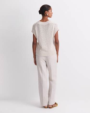 Josie Tape Yarn V-Neck Tank in STRING