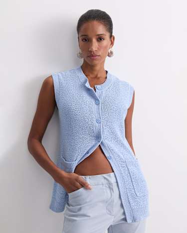 Josie Tape Yarn Vest in BLUE MIST
