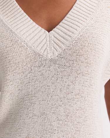 Josie Tape Yarn V-Neck Tank in STRING