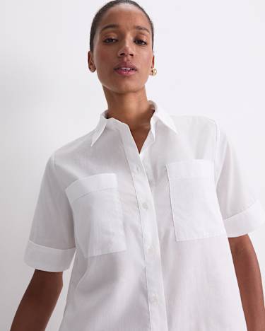 Short Sleeve Lily Voile Shirt in WHITE